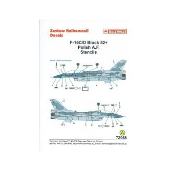 KALKOMANIA TECHMOD  F-16 C/ D  BLOCK  52 +  POLISH A.F. STENCILS    1/72