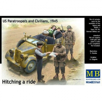 HITCH ON THE ROAD - U.S. PARATROOPERS WITH CIVILIANS WITH CAR