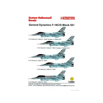 KALKOMANIA TECHMOD  F-16 C/ D  BLOCK  52 +    1/72